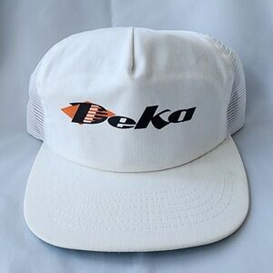 Deka Batteries Baseball Hat Snapback‎ Trucker Cap Bright White USA Vintage 1980s